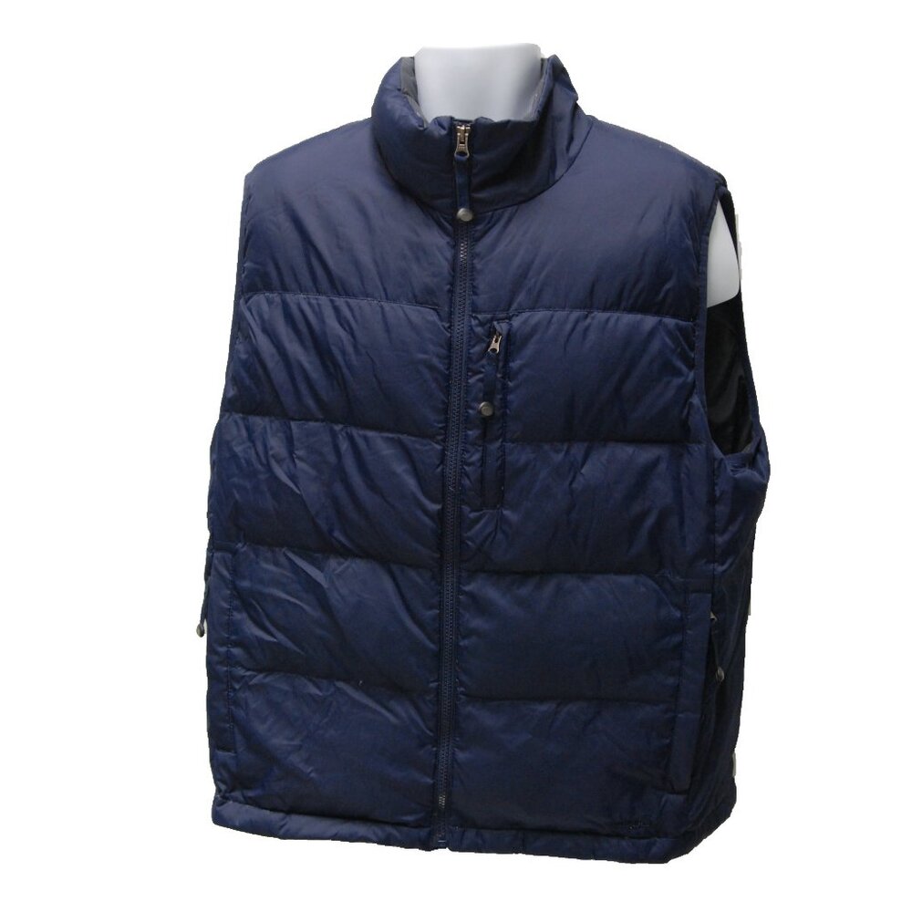 LL Bean Men's Nylon Full Zip Goose Down Fill Puffer Vest Outdoor, Blue, Large L